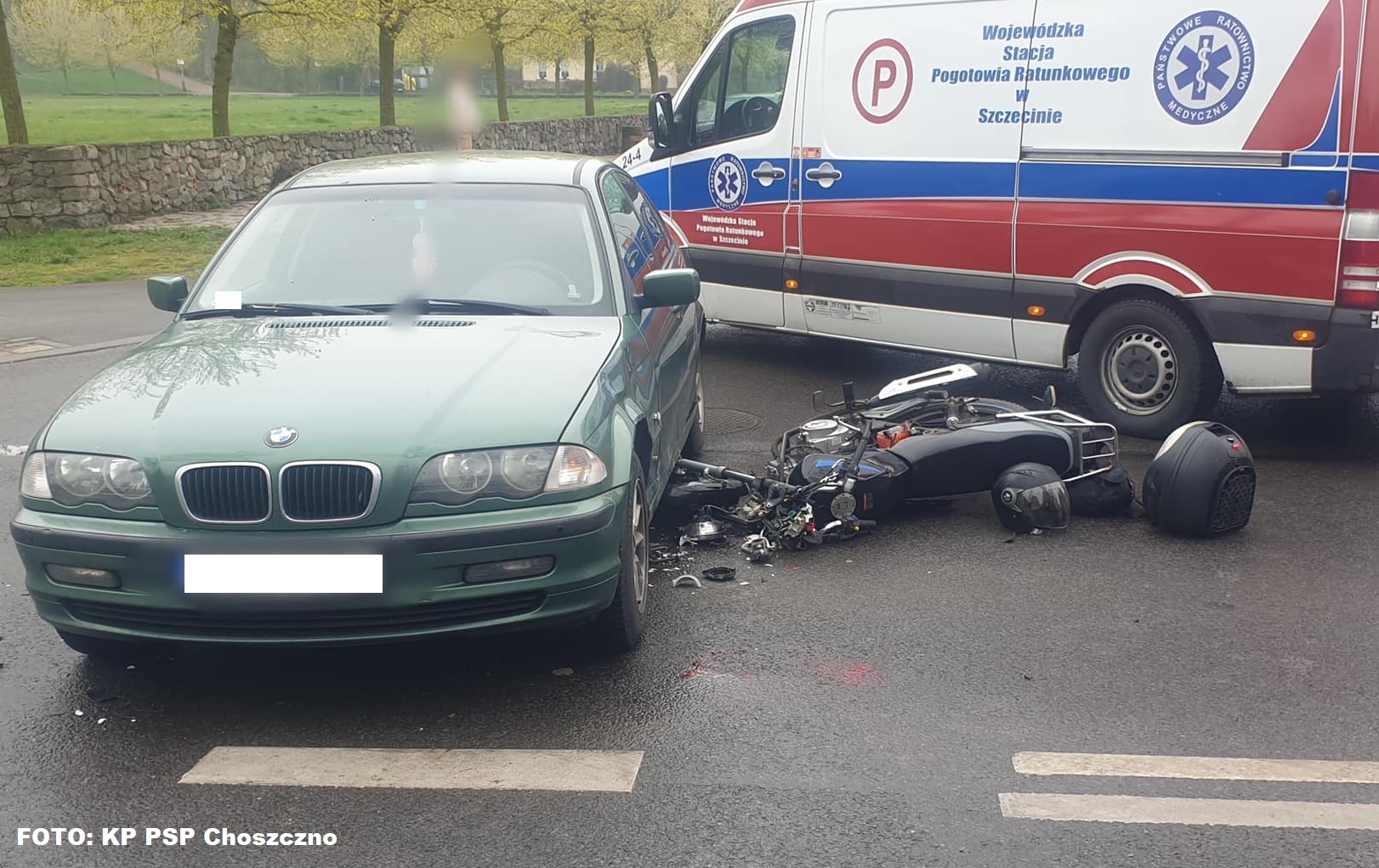 Wypadek na Jagiełły/Witosa w Choszcznie. Motocykl zderzył się z samochodem... 