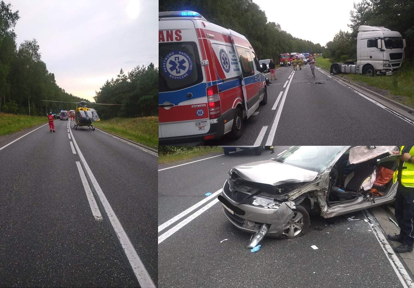 Poważny wypadek na krajowej 10. Lądował śmigłowiec LPR....