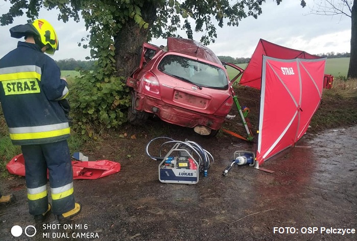 Tragiczny wypadek w okolicach Pełczyc. Nissan Almera uderzył w drzewo...[FOTO]